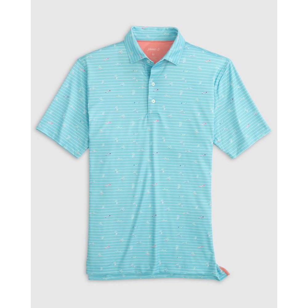 johnnie-O Light Blue Striped Polo Shirt